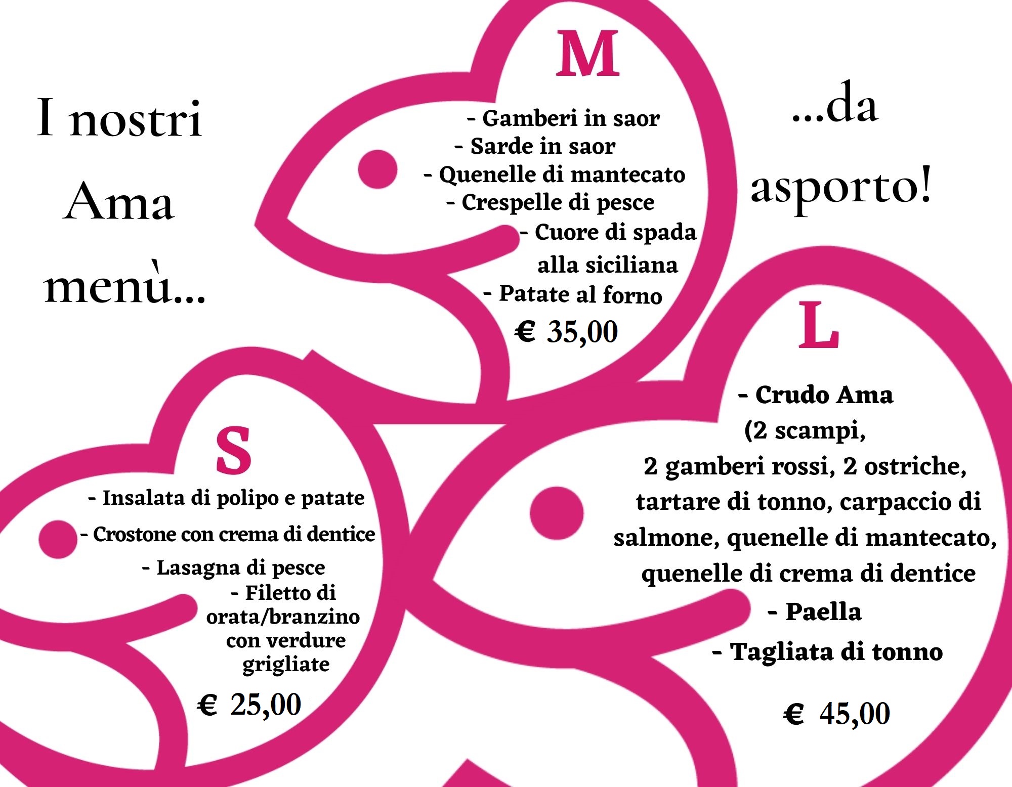 PROPOSTE DI MENU’ DA ASPORTO